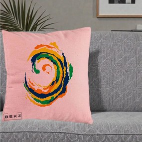 Perna Decorativa Vortex Abstract Colorat, 40x40 cm, Roz, Husa Detasabila, Perna Inclusa, BEKZ®