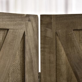 HOMCOM Paravan interior 4 Panouri 182L x 170H cm Stil rural elegant - separatoare de cameră cu cruciulite - Lemn de Paulownia Maro Gri | Aosom Romania