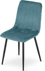 OFERTA Scaun de catifea petrol LAVA PETROL BLUE cu picioare negre II. calitate