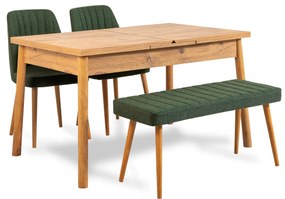 Set mobilier sufragerie Dobuse 2 (verde + pin atlantic) (pentru 4 persoane). 1093780