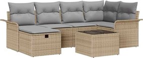 vidaXL Set de canapele pentru grădină cu pernă 7 pcs Rattan poli