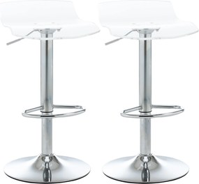 HOMCOM Scaune Bar 2 piese cu Înălțime Reglabilă, Șezut Rotativ și Suport pentru Picioare, 39x39x67-87 cm, Transparent | Aosom Romania
