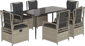 vidaXL Set mobilier de grădină cu perne, 7 piese gri deschis poliratan