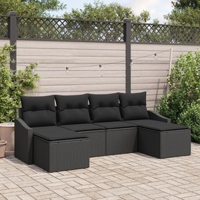 vidaXL Set de canapele pentru grădină 6 pcs Negru Rattan poli