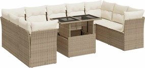 vidaXL Set canapele de grădină cu perne, 10 piese, bej, poliratan