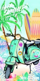 Prosop plaja SEA AND FUN 100x180 cm colorat, 100% microfibra