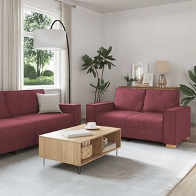 vidaXL Set canapea cu perne, 2 piese, roșu vin, material textil