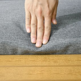 Outsunny Set de Mobilier de Grădină pentru 3 Persoane cu Perne de Ședere, Cadru din Aluminiu, Aspect de Lemn, Gri închis+Natur | Aosom Romania