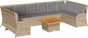vidaXL Set mobilier de grădină, 7 piese, cu perne, bej, poliratan