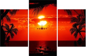 Tablou - apus de soare cu avion (90x60 cm)