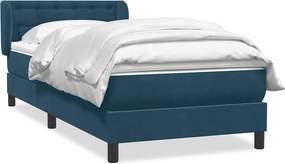 vidaXL Pat box spring cu saltea, albastru închis, 80x220 cm, catifea