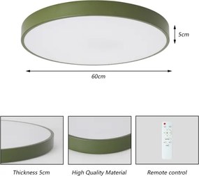 Brilagi - Plafonieră LED dimabilă POOL, 60 W, 230 V, 3000–6000 K, Ø 60 cm, verde + telecomandă