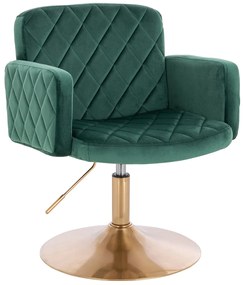 HR802N Scaun Verde din Catifea cu Bază Aurie