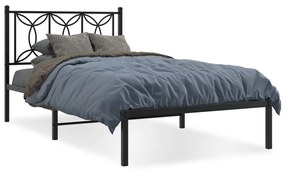 376123 vidaXL Cadru de pat din metal cu tăblie, negru, 100x200 cm