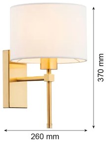 Lampă de perete ABBANO 1xE27/15W/230V alamă/albă Argon 8048