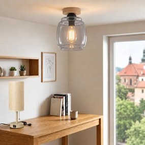 BRILAGI - LED plafonieră R GLASS 1xE27/60W/230V Ø 26 cm stejar/gri fumuriu