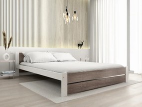 Pat de o persoana alb/stejar trufa, IKAROS DOUBLE 120 x 200 cm Saltele: Cu saltele Coco Maxi 20 cm, Somiera pat: Cu lamele drepte