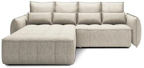 Colțar bej extensibil/cu spațiu de depozitare cu tapițerie din catifea (cu colț pe partea stângă/cu șezlong) Campo – ELTAP