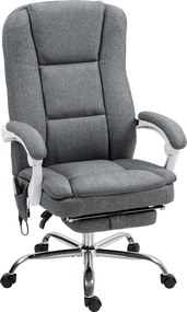 HOMCOM Scaun de Birou Masaj cu 6 Puncte, Încălzire și Suport pentru Picioare, Scaun Ergonomic Rabatabil Rotativ din Stofă Tip In Respirabil cu Telecomandă și Înălțime Reglabilă, Gri | Aosom Romania