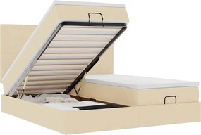 vidaXL Cadru de pat otoman cu saltele crem 200x200cm stofa