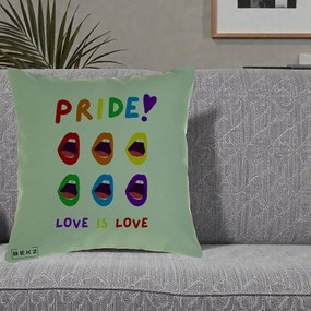 Perna Personalizata Pride Love is Love Curcubeu, 40x40 cm, Verde, Husa Detasabila, Perna Inclusa, BEKZ®