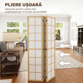 HOMCOM Paravan cu 4 Panouri Pliabile, Separator de Camere Autoportant, Ecran de Intimitate Interior pentru Sufragerie, Dormitor, 160 x 170cm | Aosom Romania
