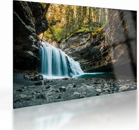 Tablou pe sticlă cu cascada de pădure (70x50 cm)