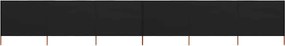 vidaXL Paravan anti-vânt cu 6 panouri, negru, 800 x 80 cm, textil
