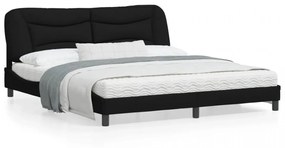 Cadru de pat cu lumină LED, negru, 180x200 cm, textil