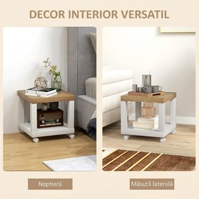 HOMCOM Măsuță Con Roți E Mensola Deschisă 40 X 40 X 40 cm | Aosom Romania