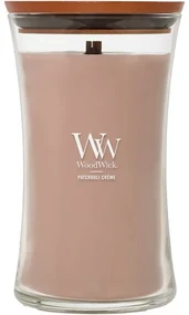 Lumânare parfumată vază mare WoodWick PatchouliCreme, 609 g