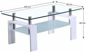 Masă de cafea Lieberman (alb ultra lucios + sticlă) . 1116403