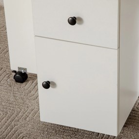 HOMCOM masă pliabilă cu 2 Sertare, Dulap și Raft Posterior, Masă pentru 6 Persoane, 120x60x76.6 cm, Alb | Aosom Romania