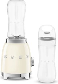 Blender Smeg PBF01CREU, 300 W, 2 x 600 ml, 20 000–24 000 rpm, Baza antiderapanta, Fara BPA, Otel inoxidabil, Crem