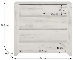 Comoda tip 43, alb craft, ANGEL