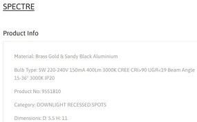 Spot LED aplicat SPECTRE 5W negru/alama
