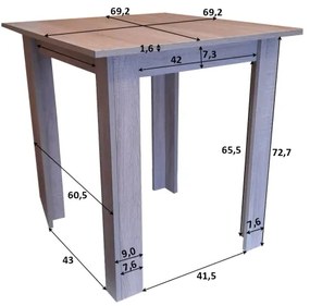 Masă pătrată de sufragerie LEVI stejar