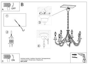 Lustră pe lanț MINERWA 7 7xE14/40W/230V negru