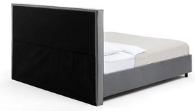 Pat matrimonial gri tapițat cu spațiu de depozitare cu somieră 160x200 cm Myra Bold – Bonami Selection