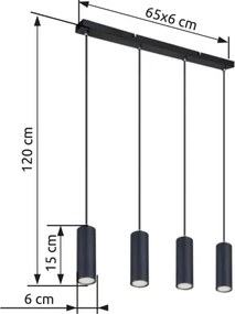 Lustră pe cablu ROBBY 4xGU10/35W/230V neagră Globo 57911-4HB