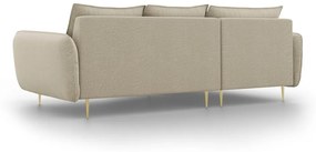 Coltar tapitat Vienna 5 locuri picioare gold – L255 x l170 x h95