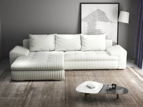 Colțar extensibil dumonde cu ladă de depozitare si sezut confortabil din spuma high-density, Leonardo Ambience Ivory 260x185 cm