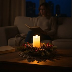 Lumanare cu LED pe coloana RUHHY 12,5 cm bej