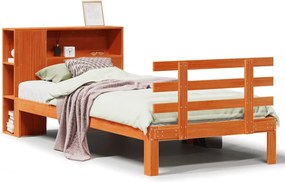 vidaXL Pat bibliotecă fără saltea maro ceruit 75x190 cm lemn masiv pin