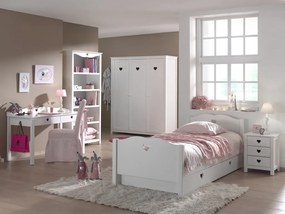 Set Complet Mobilier Cameră Copii AMORI, 6 Piese, Alb, Design Romantic – Vipack