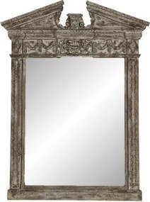 Oglindă sculptată manual din lemn masiv de mango, finisaj antichizat, piesa unicat „Parthenon Mirror"