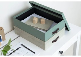 Organizator verde pentru documente din carton Oskar Canvas Paper Laminate – Bigso