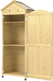 Outsunny Dulap pentru unelte din lemn, magazie extra înaltă cu raft reglabil, ușă magnetică, acoperiș galvanizat, ventilație | Aosom Romania