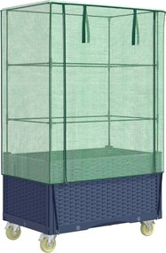 vidaXL Strat înălțat cu husă și roți, aspect ratan, 80x50x182 cm