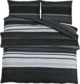 vidaXL Set cu husă de pilotă, negru și alb, 240x220 cm, bumbac